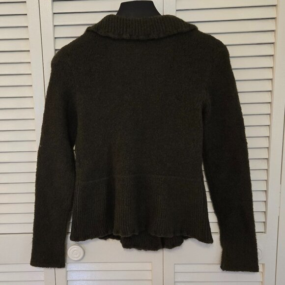 Olive Green Mohair and Wool Blend Ruffled Cardigan - Size S - Picture 2 of 13